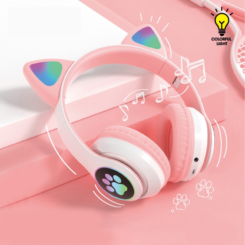 Tai Nghe Mèo Bluetooth Có Led Cao Cấp, Headphone Tai Mèo Thế Hệ Mới Có Mic Đàm Thoại, Hỗ Trợ Thẻ Nhớ, Âm Thanh Cực Đỉnh | BigBuy360 - bigbuy360.vn