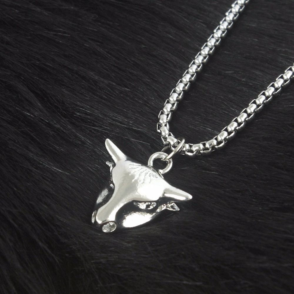 Dây Chuyền Dài Mặt Hình Đầu Bò/Hươu Thời Trang Phong Cách Punk Hàn Quốc Cho Nam