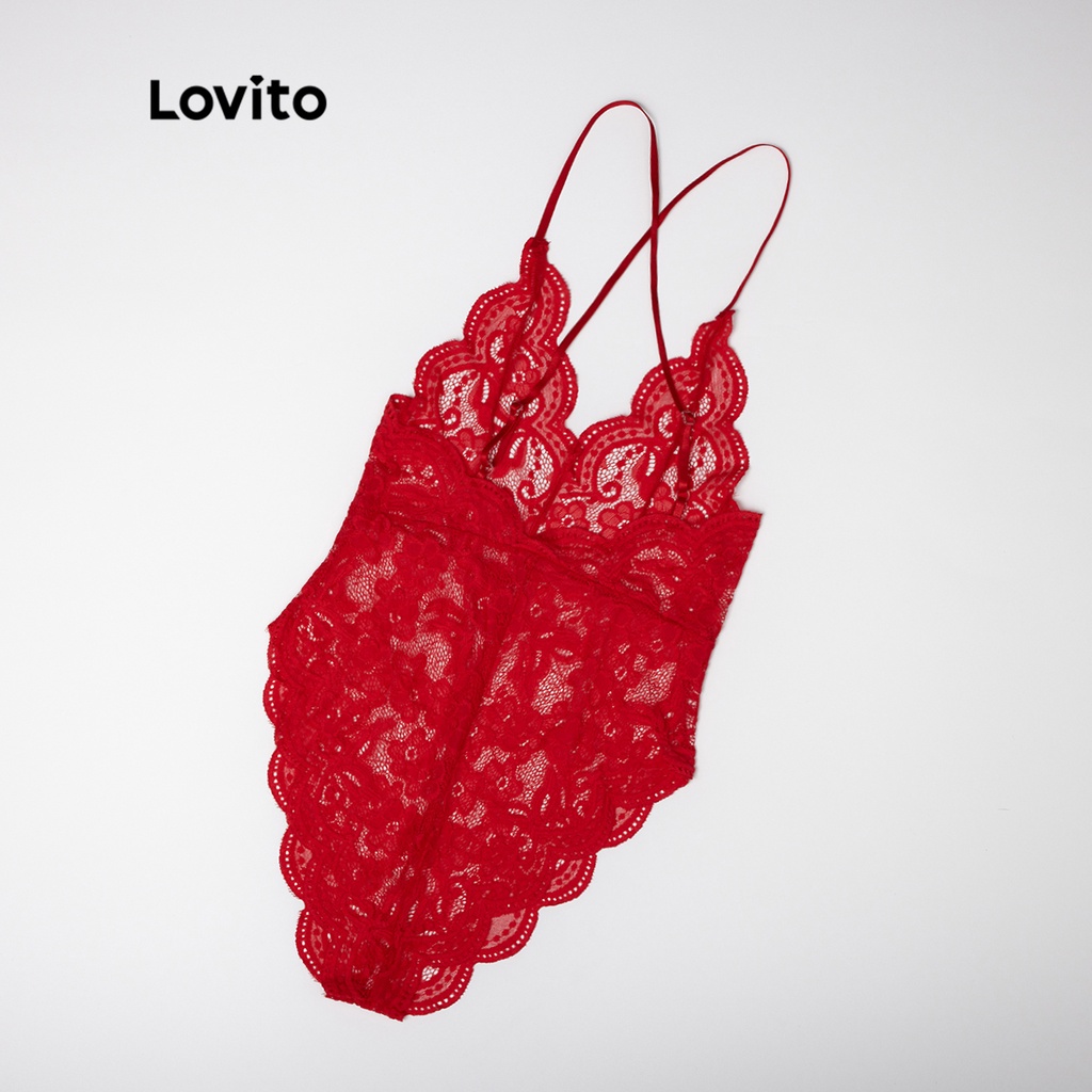 Lovito Bộ quần áo ren cổ chữ V gợi cảm L12058 | BigBuy360 - bigbuy360.vn