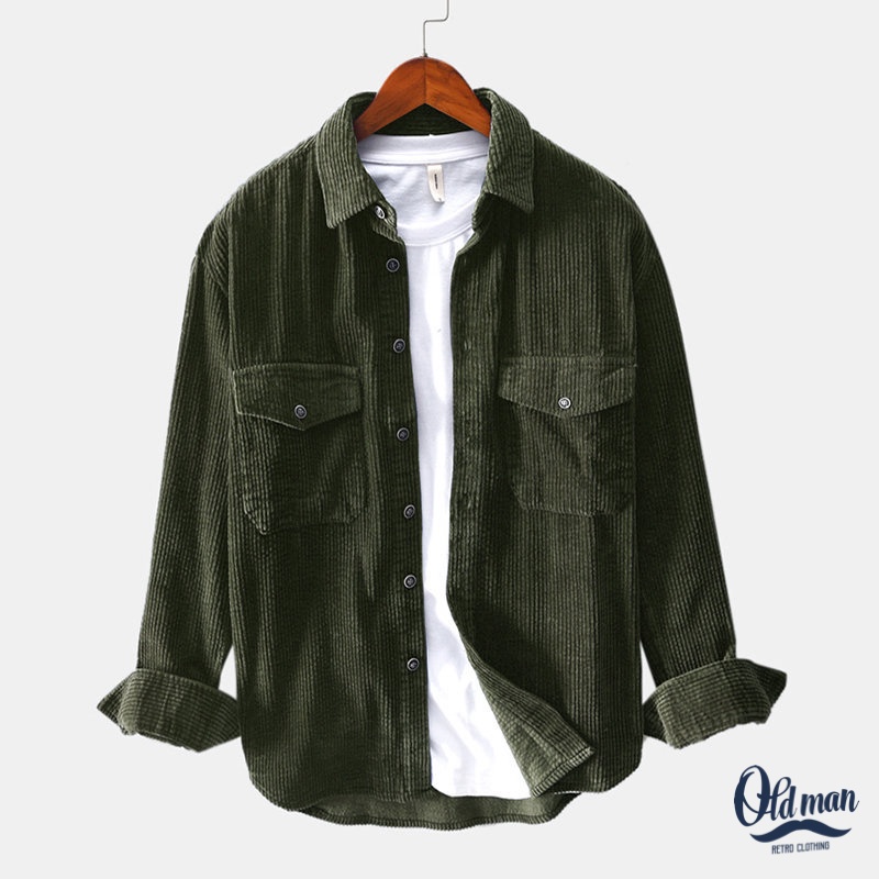 Áo Sơ Mi Nam Vintage Có Túi Chất LIệu Vải Nhung Tăm Mềm Mịn Dày Dặn Không Bai Xù, Phong Cách Cổ Điển, Retro, Trẻ Trung | BigBuy360 - bigbuy360.vn