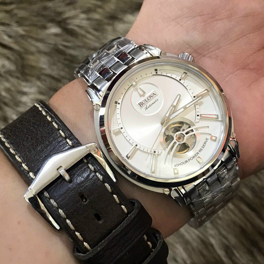 Đồng Hồ Nam Bulova 96A199 Lộ Cơ , Size 42mm , Màu Silver