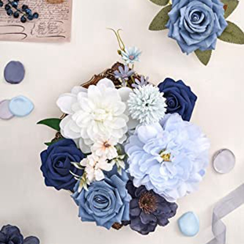 Bó Hoa Mẫu Đơn Nhân Tạo Màu Xanh Dương Dùng Để Trang Trí Tiệc Cưới