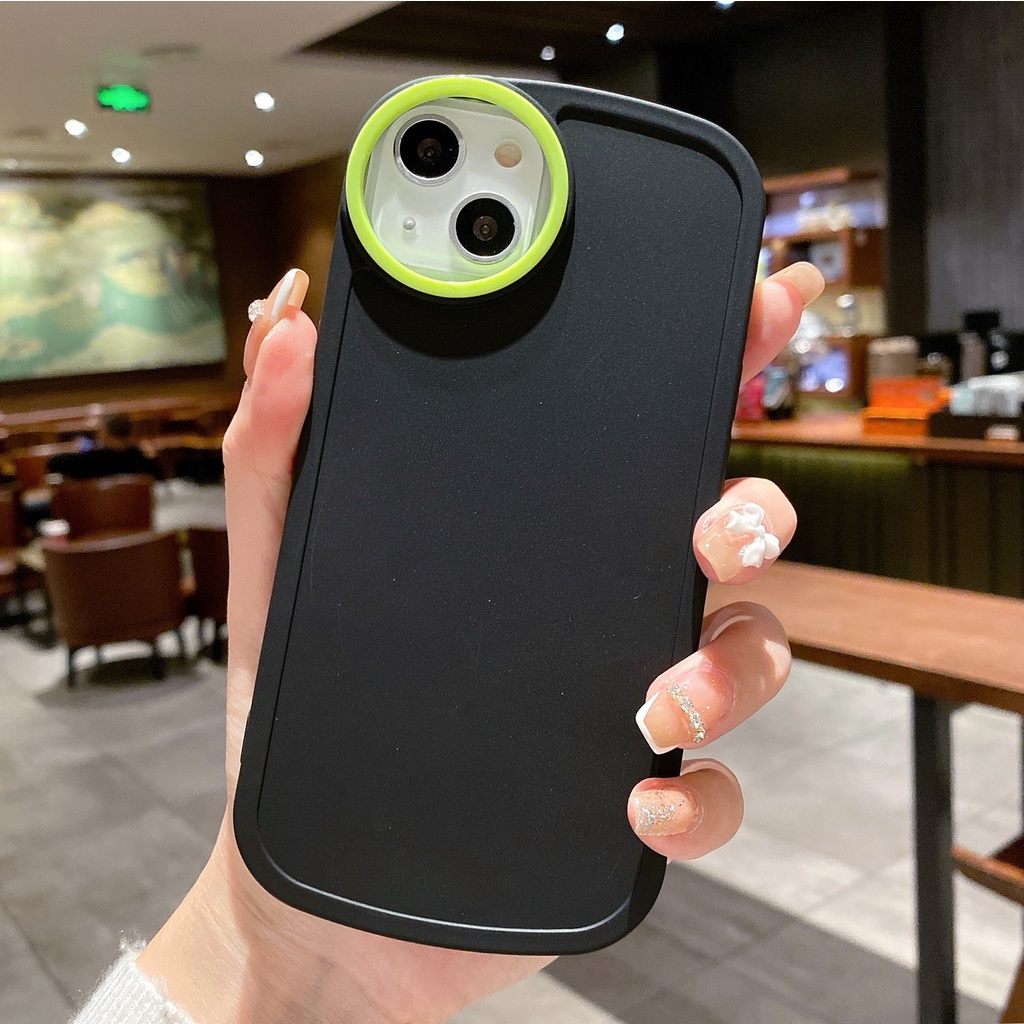 Ốp Điện Thoại Màu Trơn Chống Sốc Phối Lỗ Tròn In Hình Hoạt Hình Cho IPhone 7 8 Plus X XR XS Max 11 12 13 Pro Max