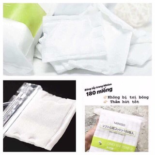 Bông Tẩy Trang Miniso 180 Miếng  Nhật Bản - Chính Hãng