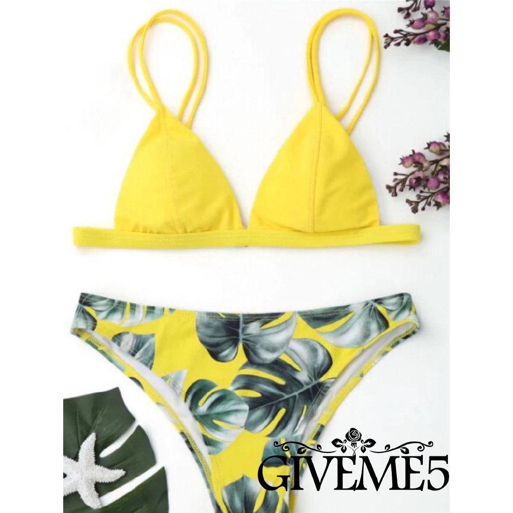 Bộ bikini họa tiết in hoa lá trẻ trung cho nữ | BigBuy360 - bigbuy360.vn