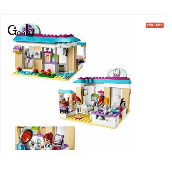 Đồ chơi lắp ráp xếp hình Friends Bela 10537-Trạm thú y,phòng khám y tế 203 khối -lego con gái