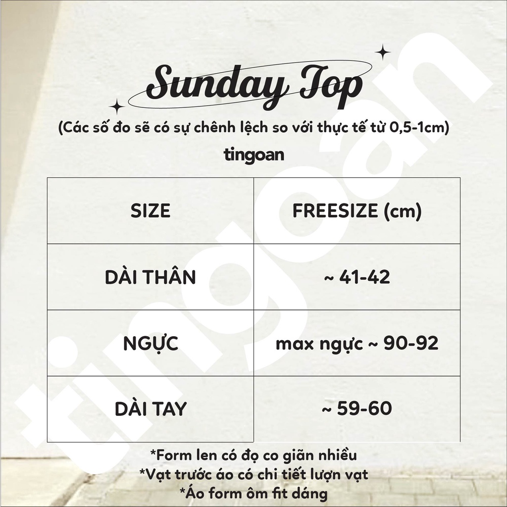 Áo len cổ tròn ôm đen gấu lượn viền trắng tingoan SUNDAY TOP/WH