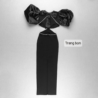 đầm maxi tay phồng kết