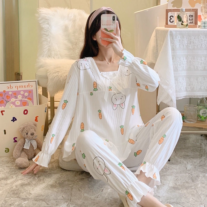 Đồ ngủ dáng rộng phong cách công chúa thời trang xuân thu đông ngọt ngào cho nữ