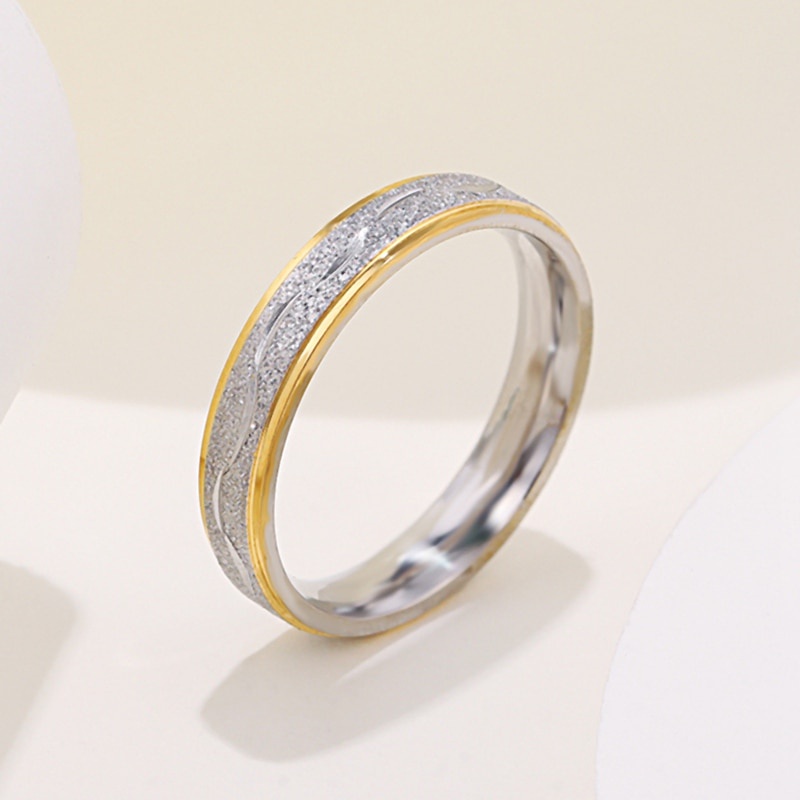 Nhẫn đính hôn bằng thép không gỉ đính đá zircon 4mm cho cặp đôi 5040