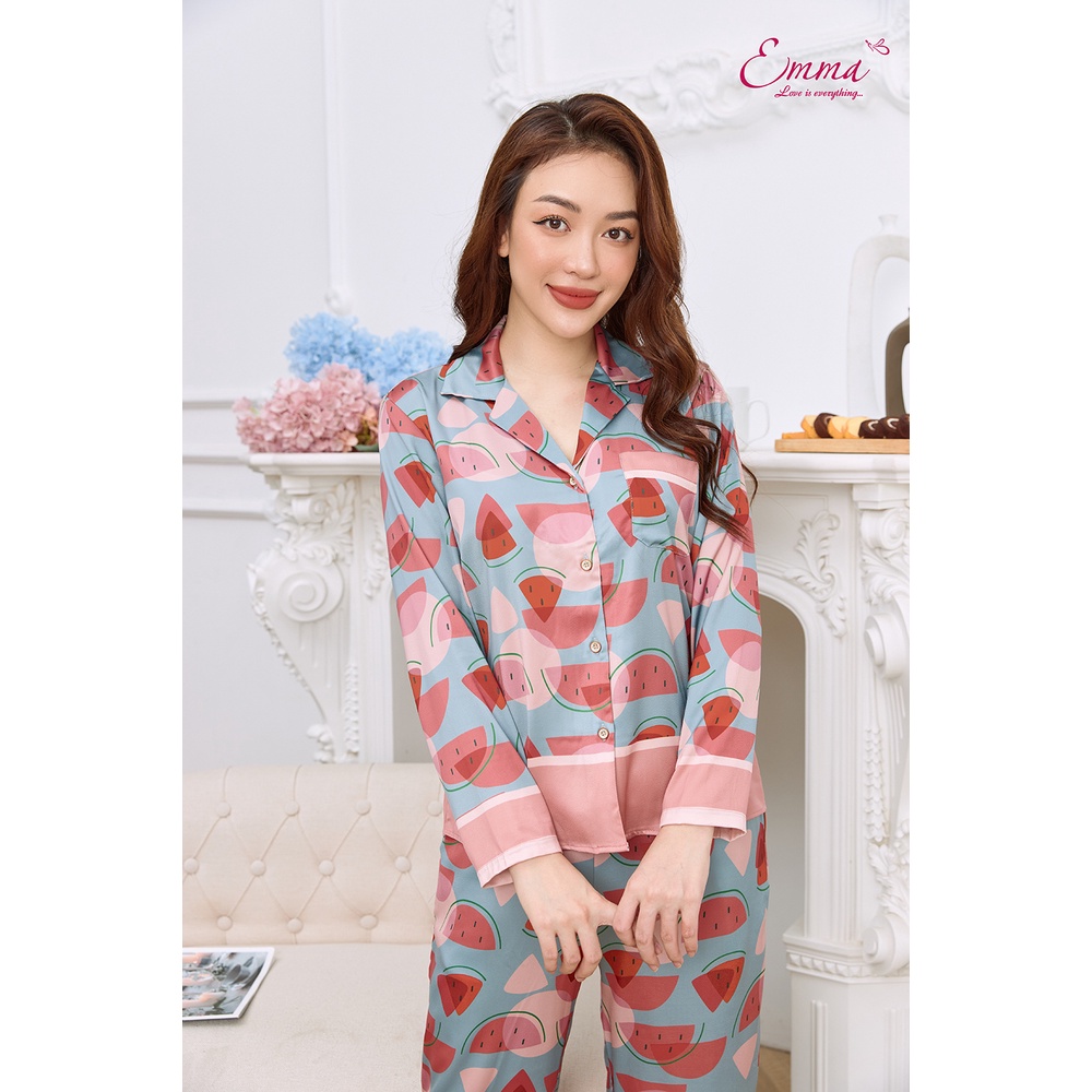 Đồ Bộ Mặc Nhà Pyjama Lụa Dưa Hấu Emma ETLU.20.019.02