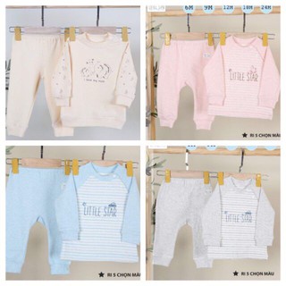 Bộ nỉ nhung dài tay cài vai Momma Baby