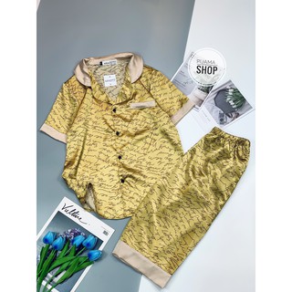 Bộ pijama lụa cao cấp, bộ mặc nhà mùa hè, pizama satin lửng