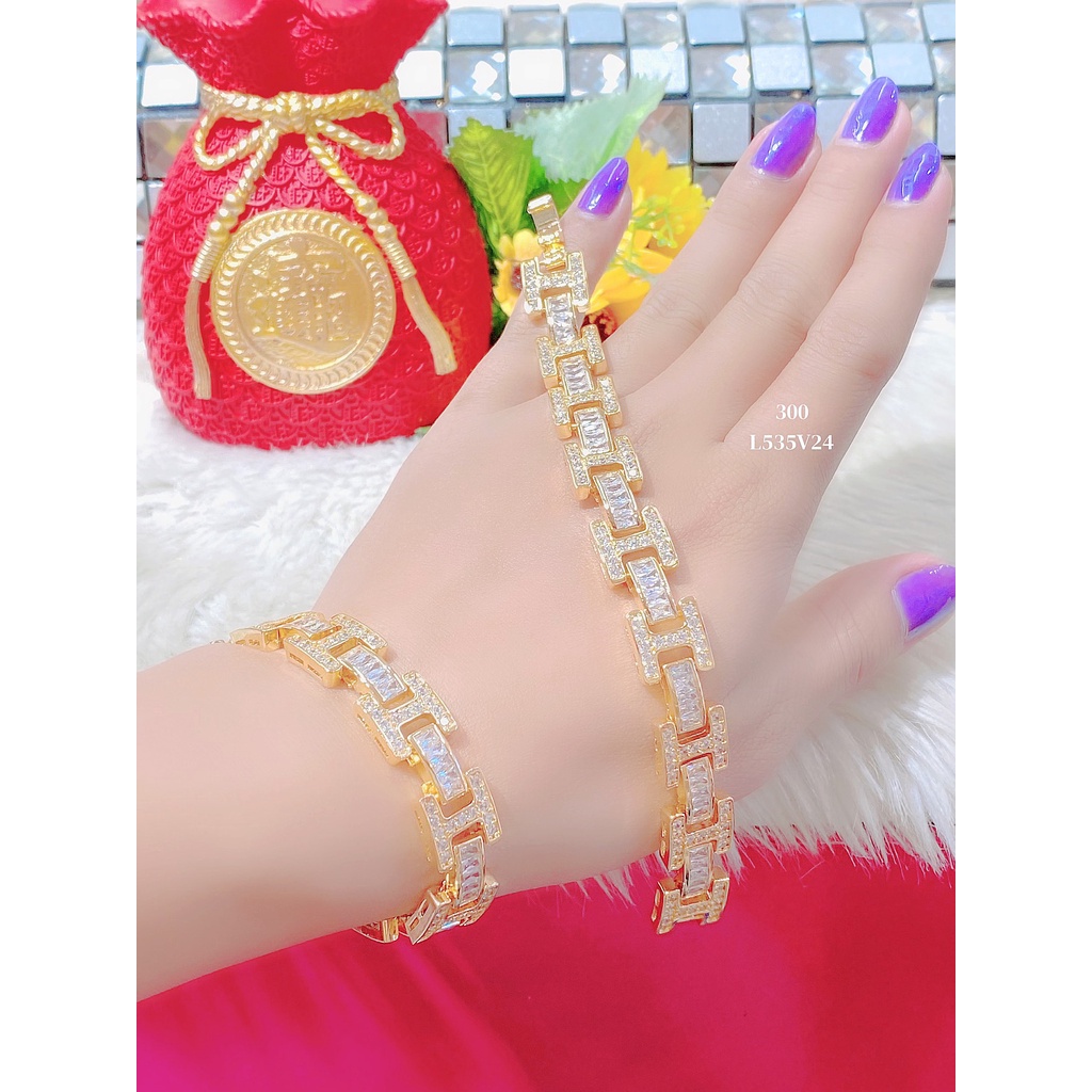 Lắc tay nữ UHA, lắc tay phong thùy bền màu thiết kế cao cấp sáng lấp lánh L535