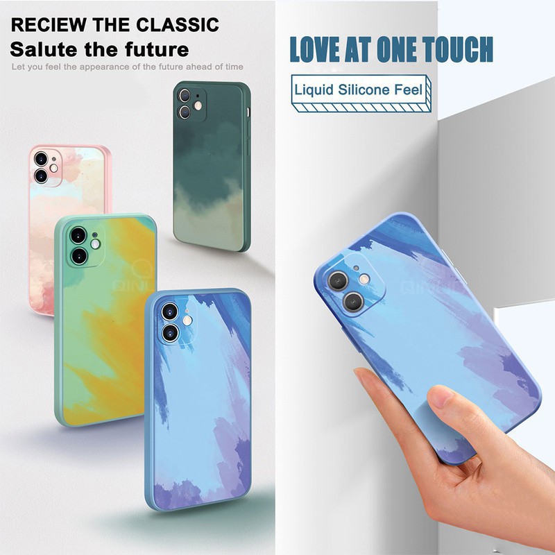 ỐP LƯNG IPHONE 12 VUÔNG MÀU NƯỚC SPLASH 12 PRO MAX 11 PRO MAX XS MAX 7 PLUS VIỀN VUÔNG LIKGUS NJOYSHOP