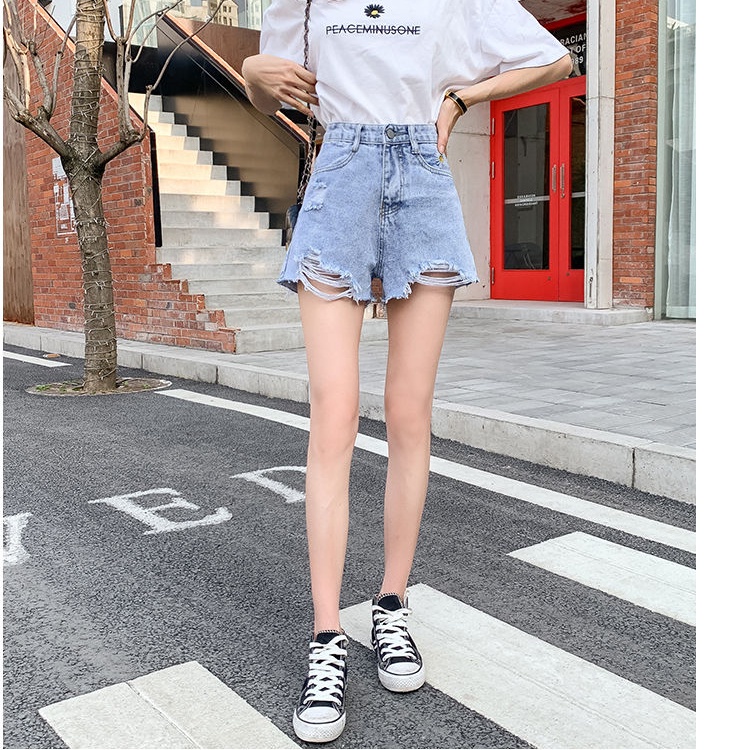 Quần Short Jeans Lưng Cao Thời Trang Hàn Cho Nữ
