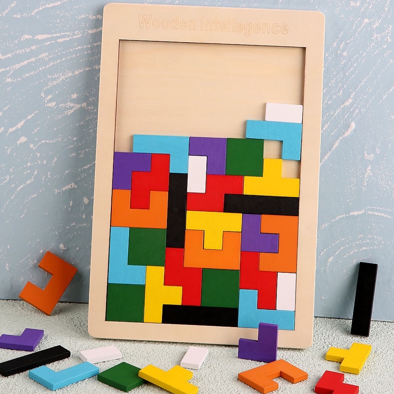 Combo TETRIS Xếp gạch và TRÍ UẨN tangram - Đồ chơi trí tuệ size đại hàng chuẩn cho bé