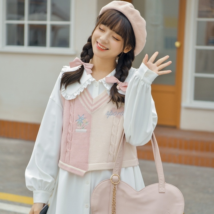 Áo Vest Phụ Nữ Cắt Tấm Đan Ngắn Mới