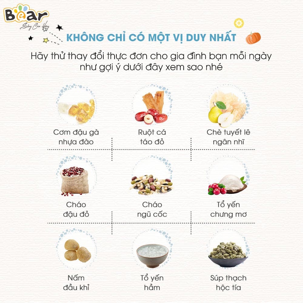 Nồi Nấu Chậm, Nồi Ủ Cháo Bear SUBE003 2.5L - Hàng Chính Hãng Bảo Hành 12 Tháng