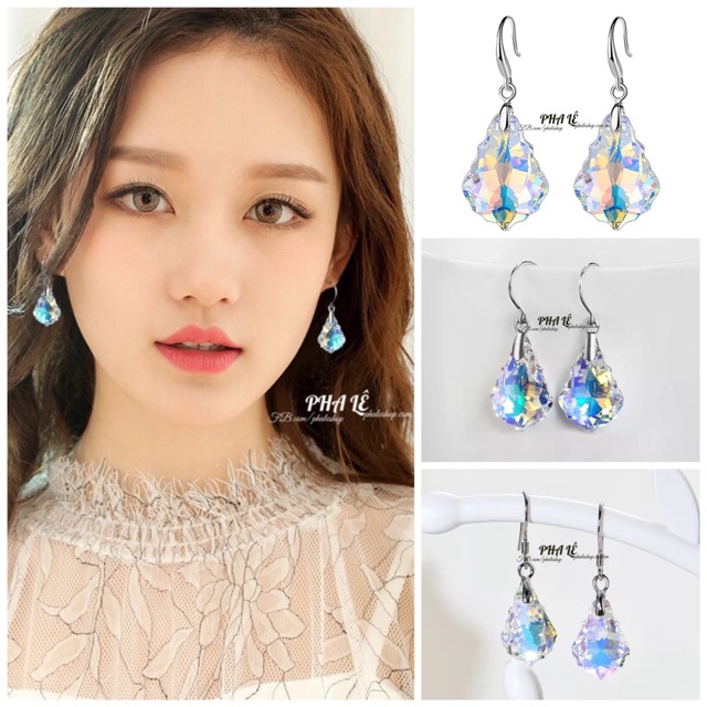 Bông Tai Pha Lê Hình Thông Được Thiết Kế Từ Pha Lê Swarovski và Bạc S925