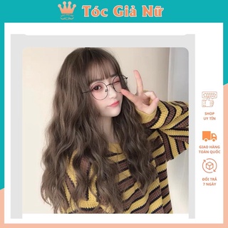 Tóc giả đẹp/ Tóc giả nguyên đầu xù lửng màu vàng tây, 8184