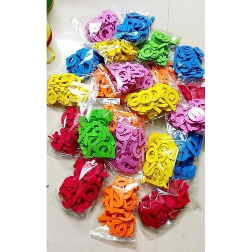 Bộ 29 chữ cái và tiếng Việt số 1-10 bằng vải nỉ/xốp cắt bằng máy cao 5cm