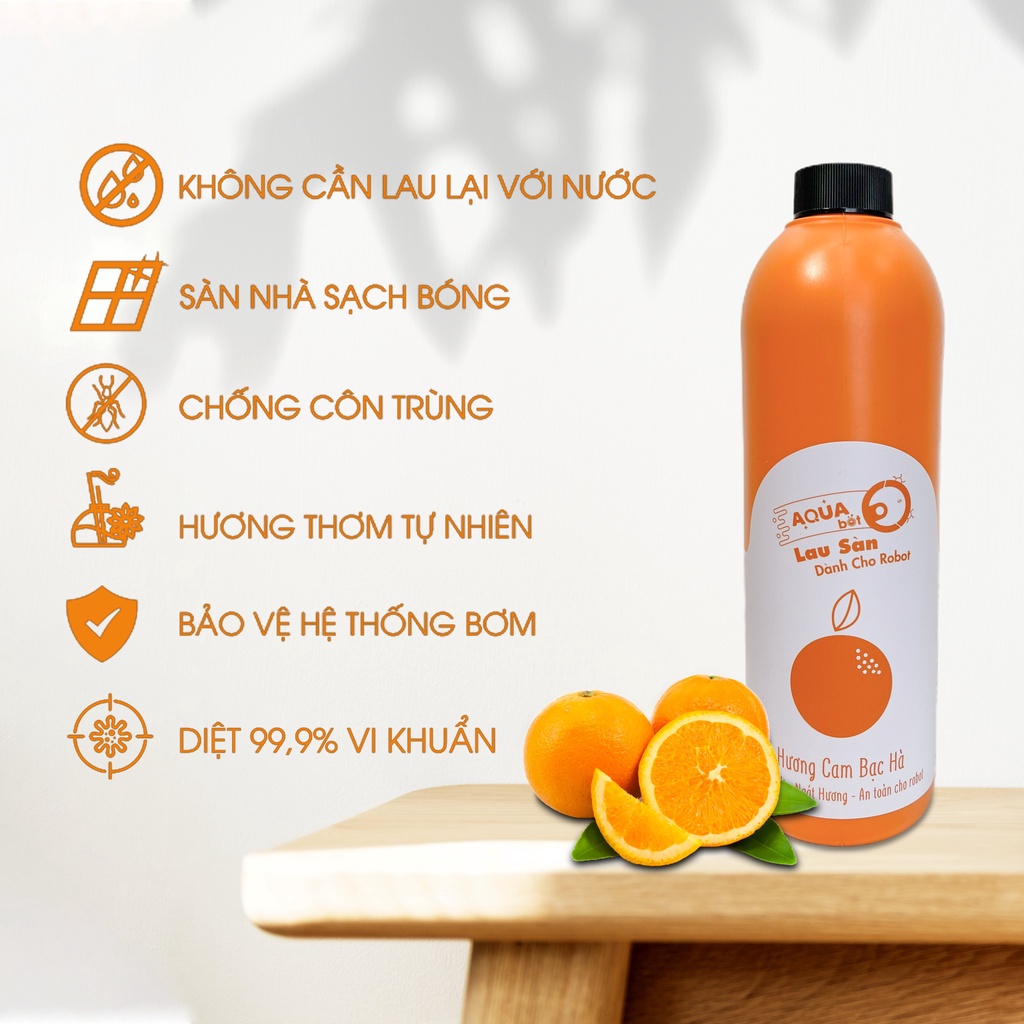 Nước lau sàn chuyên dụng cho robot hút bụi lau nhà - Aquabot - Hương Cam Bạc Hà