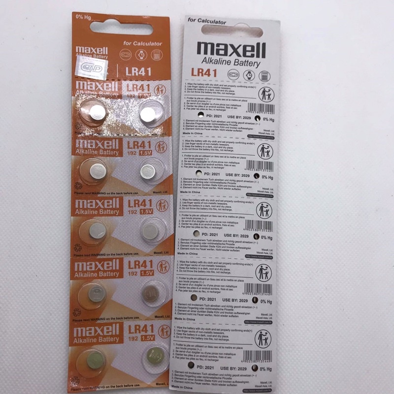 Pin LR41, 192, AG3 Pin Cúc Áo 1.5V hãng MAXELL Dành cho đồng hồ, nhiệt kế, máy tính Casio, đồ chơi.