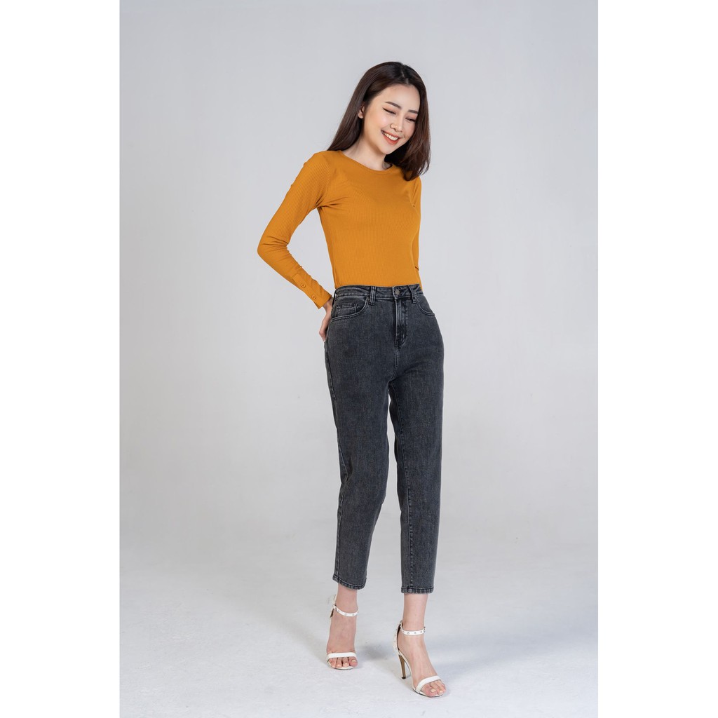 Quần jean baggy nữ Yody tôn dáng phom chuẩn màu đen khói QJN3126