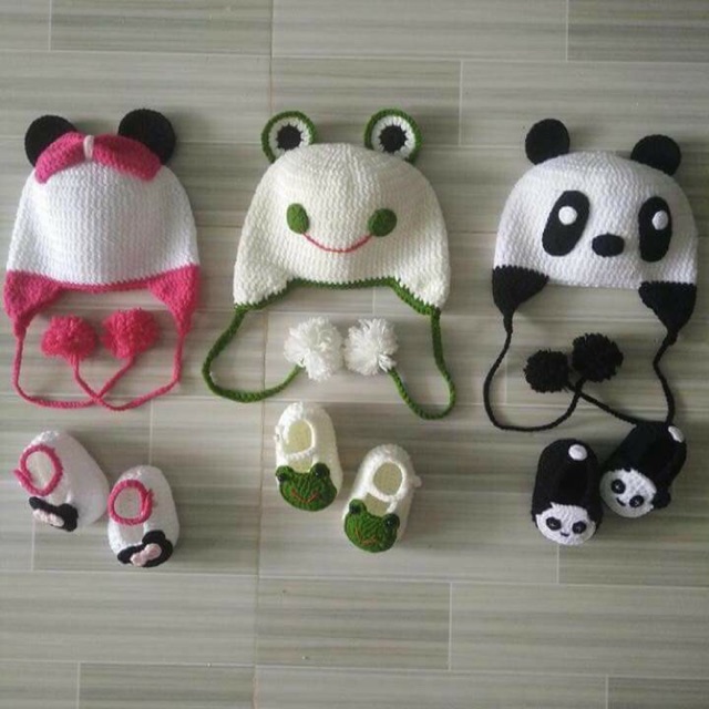 Set mũ và giày len tự chọn
