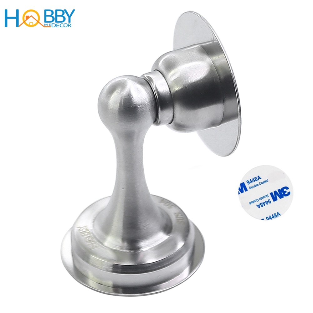 Bộ chặn cửa Inox 304 HOBBY Home Decor CC1 dán nền gạch men kèm keo dán 3M và đinh ốc có nam châm giữ cửa