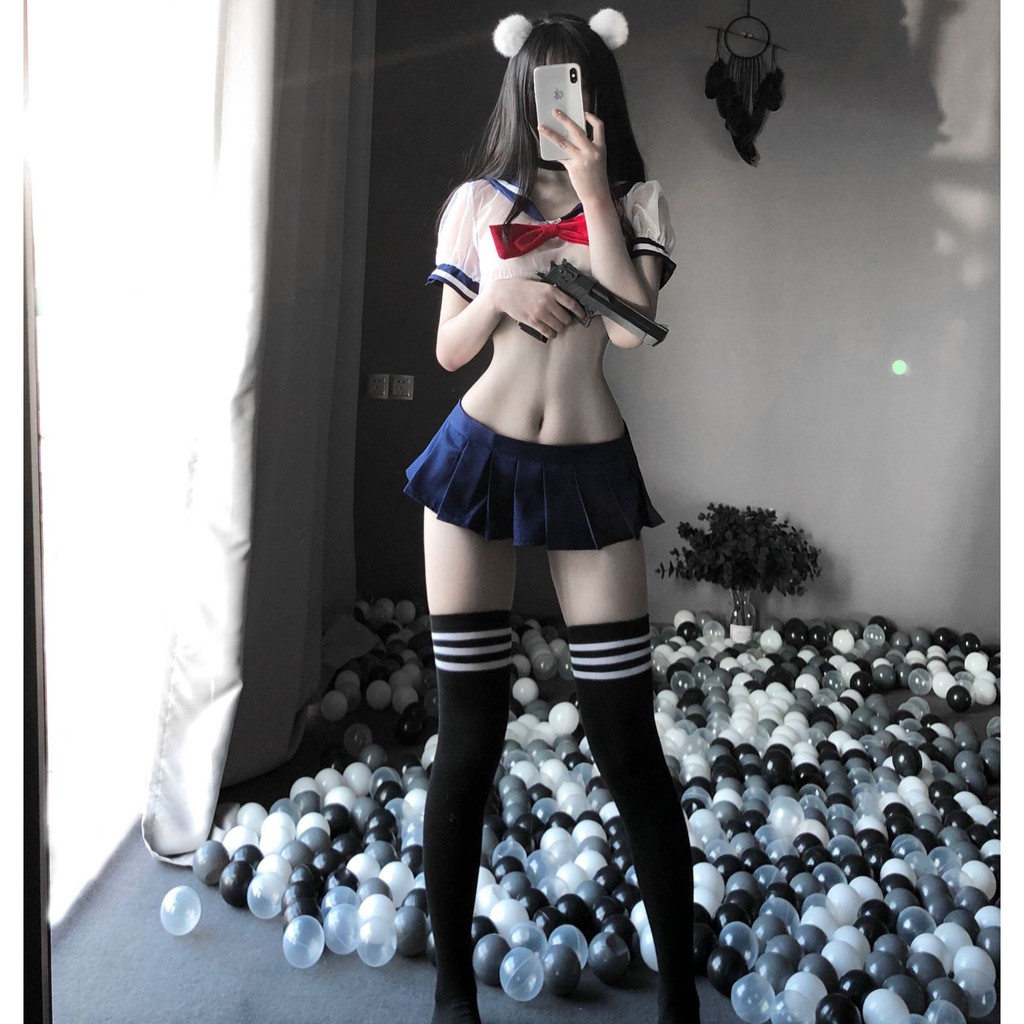 Bộ cosplay học sinh kèm tất đùi