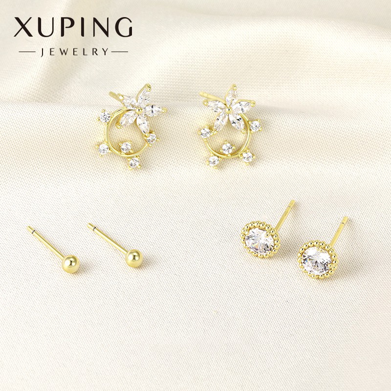 Set 3 Đôi Bông Tai Nữ Mạ Vàng 14K, Phong Cách Hàn Quốc - XPSET302