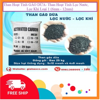 Than hoạt tính GÁO DỪA, than hoạt tính lọc nước, lọc khí loại 1