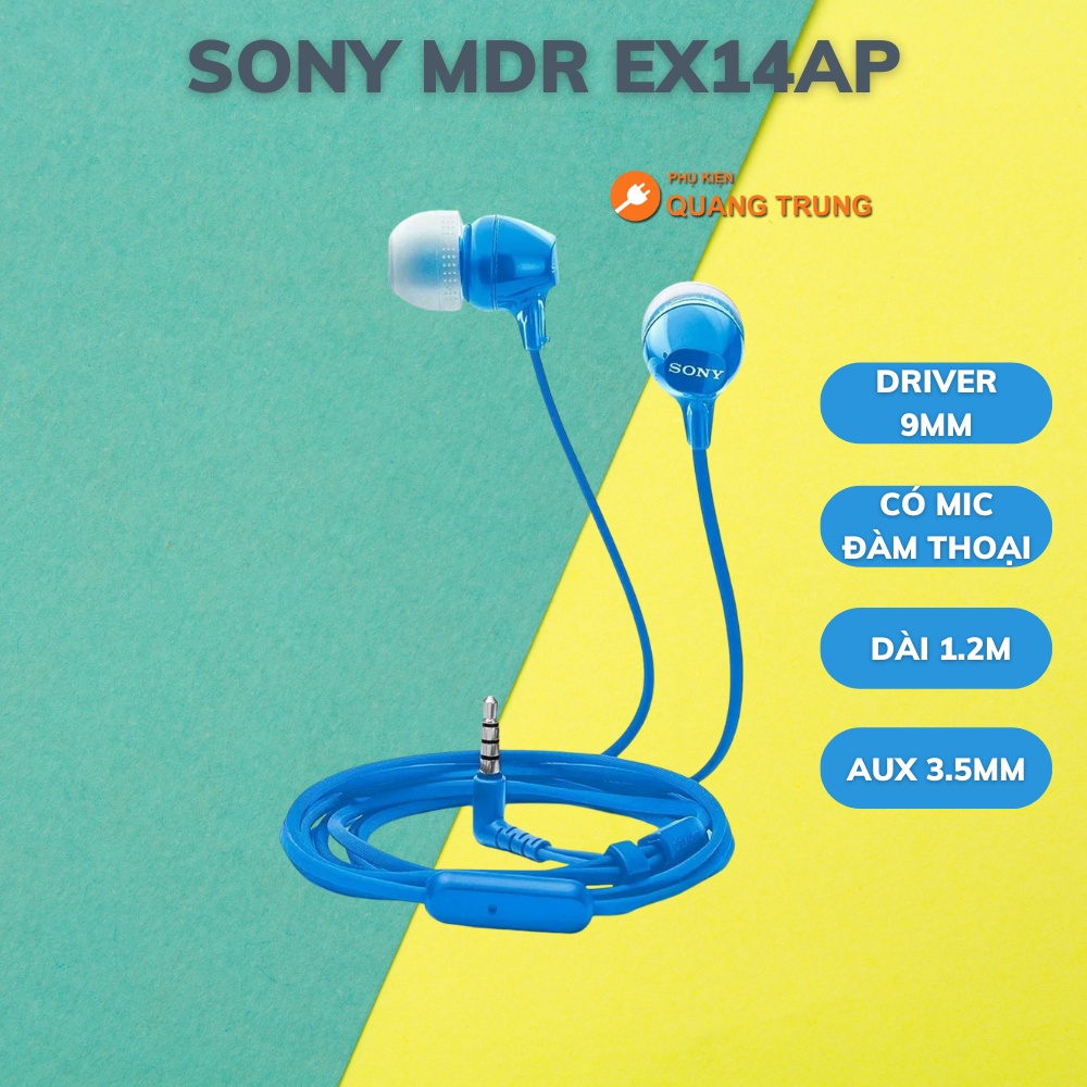 Tai nghe Sony MDR ex14Ap có mic, chính hãng, âm cực hay và rõ nét, giá siêu rẻ