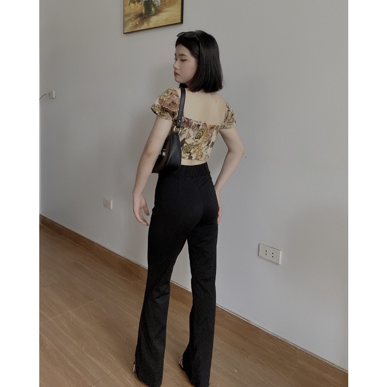 Corset trễ vai, Áo croptop bẹt vai tiết hoa dáng corset,  áo crotop trễ vai thổ cẩm phong cách sexy sang chảnh size S M