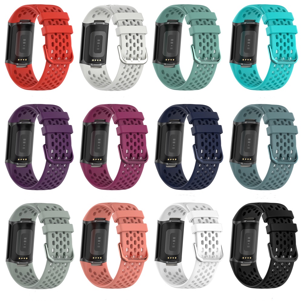 Dây Đeo Silicon Thoáng Khí Cao Cấp Cho Đồng Hồ Thông Minh fitbit charge 5 6
