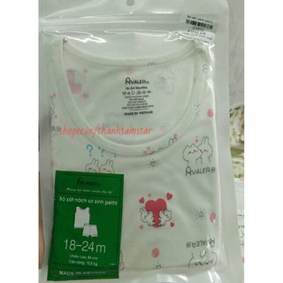 Bộ sát nách Avaler bé gái 6-13kg vải pettit mịn mát