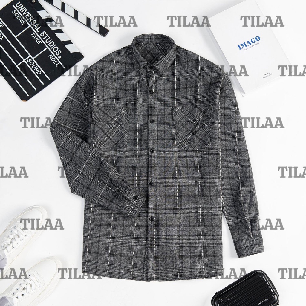 Áo sơ mi Flannel kẻ hoạ tiết TILAA FASHION phong cách Hàn Quốc AS05