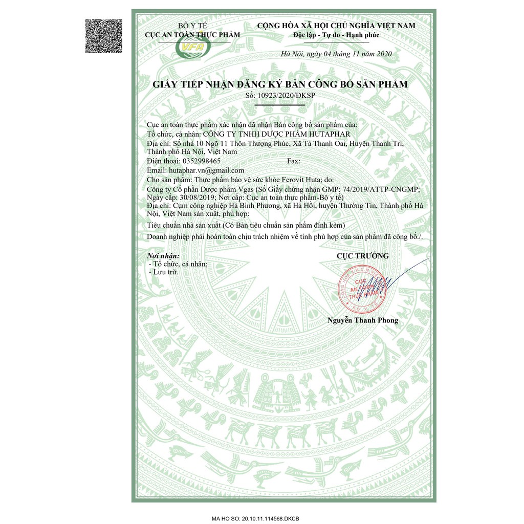 Siro FEROVIT Huta bổ sung sắt, acid folic cho bà bầu, vị dưa gang, không nóng, không táo bón hộp 20 ống