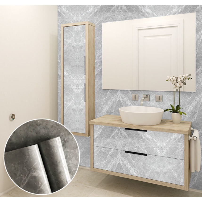 Decal tráng nhôm dán bếp ĐÁ HOA CƯƠNG ĐÁ XÁM MỚI khổ 60cm có keo sẵn - giá bán 1 mét