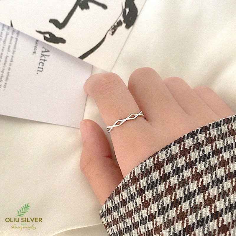 Nhẫn Bạc S925 Hình Thoi Free Size Trẻ Trung Cá Tính | Nhẫn Nữ Bạc Trang Sức Thời Trang Điều Chỉnh Được