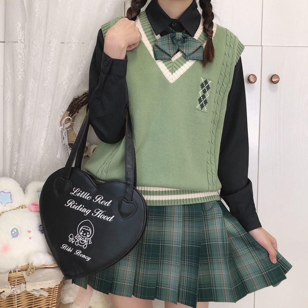 Áo Gile JK Sweater Academy Sweet  New Japanese Loose Fitting Pullover Knitted Vest Female