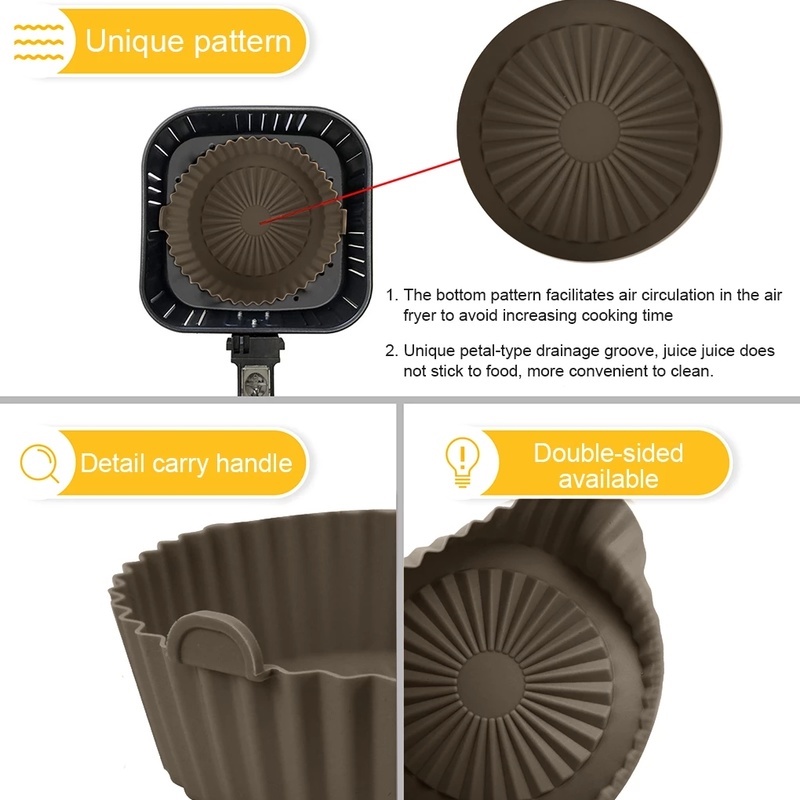 Tấm Lót Nồi Chiên Không Khí Bằng Silicone Cách Nhiệt Chống Dính Có Thể Tái Sử Dụng