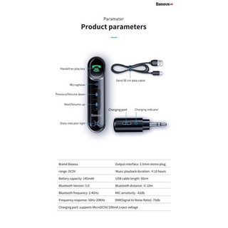 Đầu chuyển đổi Baseus Audio AUX 3.5mm ra Bluetooth ( Car AUX 3.5mm Bluetooth Receiver/ Adapter)