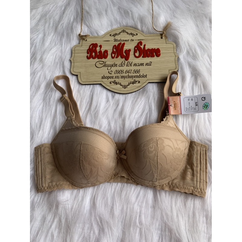 Áo Lót Ren Lovely Mút Kép Mỏng Bảng Lưng To 4 Móc Cài Size (34/B75- 40/B90) | BigBuy360 - bigbuy360.vn