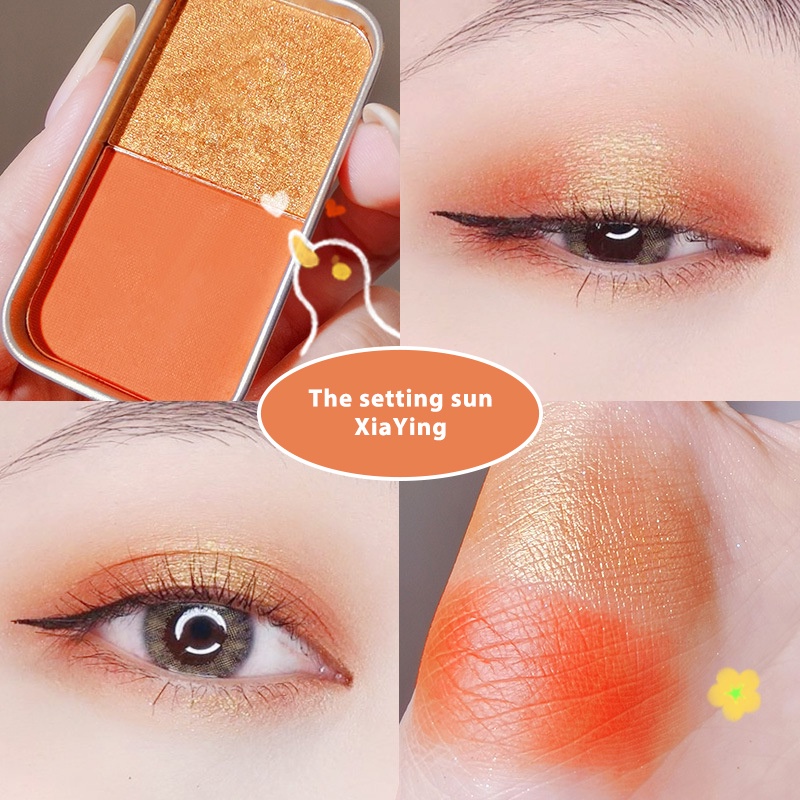 Bảng Phấn Mắt Hai Màu Lì/Nhũ Ngọc Trai Kích Thước Nhỏ Gọn Tiện Dụng