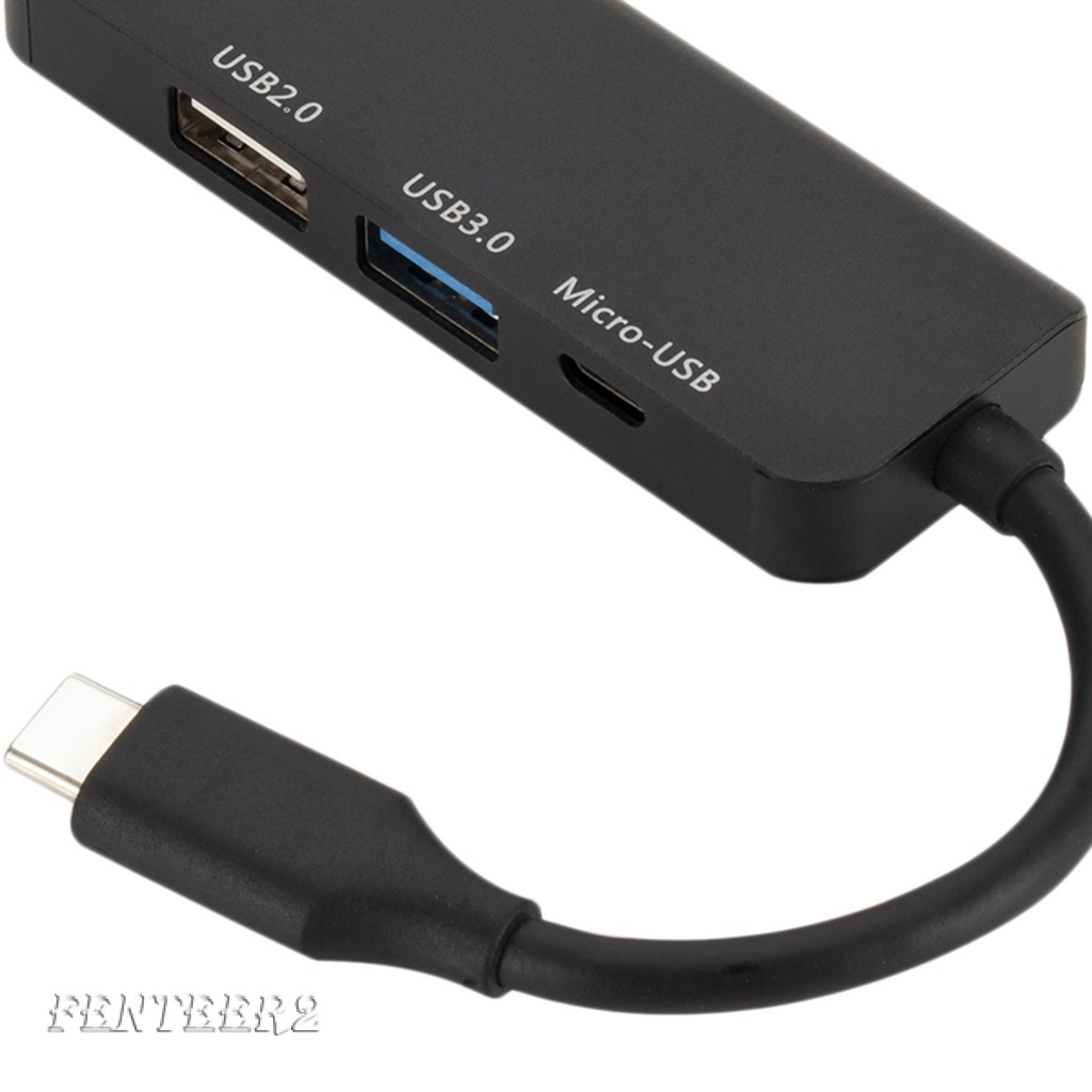 (Fenteer2 3c) Black Usb-C Type-C To Hdmi Tv Micro Usb3.0 / 2.0 Cho Pc