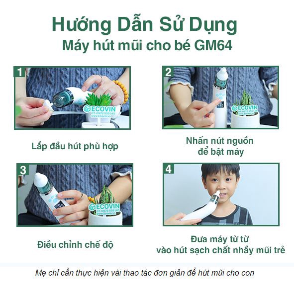Máy Hút Mũi Cho Bé, Máy Hút Dịch Nhầy Mũi Trẻ Em Thông Minh GM64