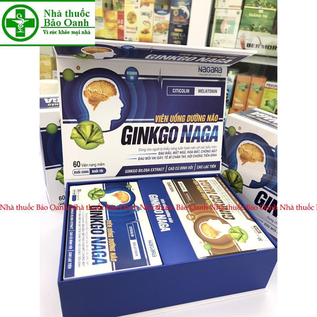 GINKGO NAGA hộp 60viên- viên uống dưỡng não. ngủ ngon sâu giấc